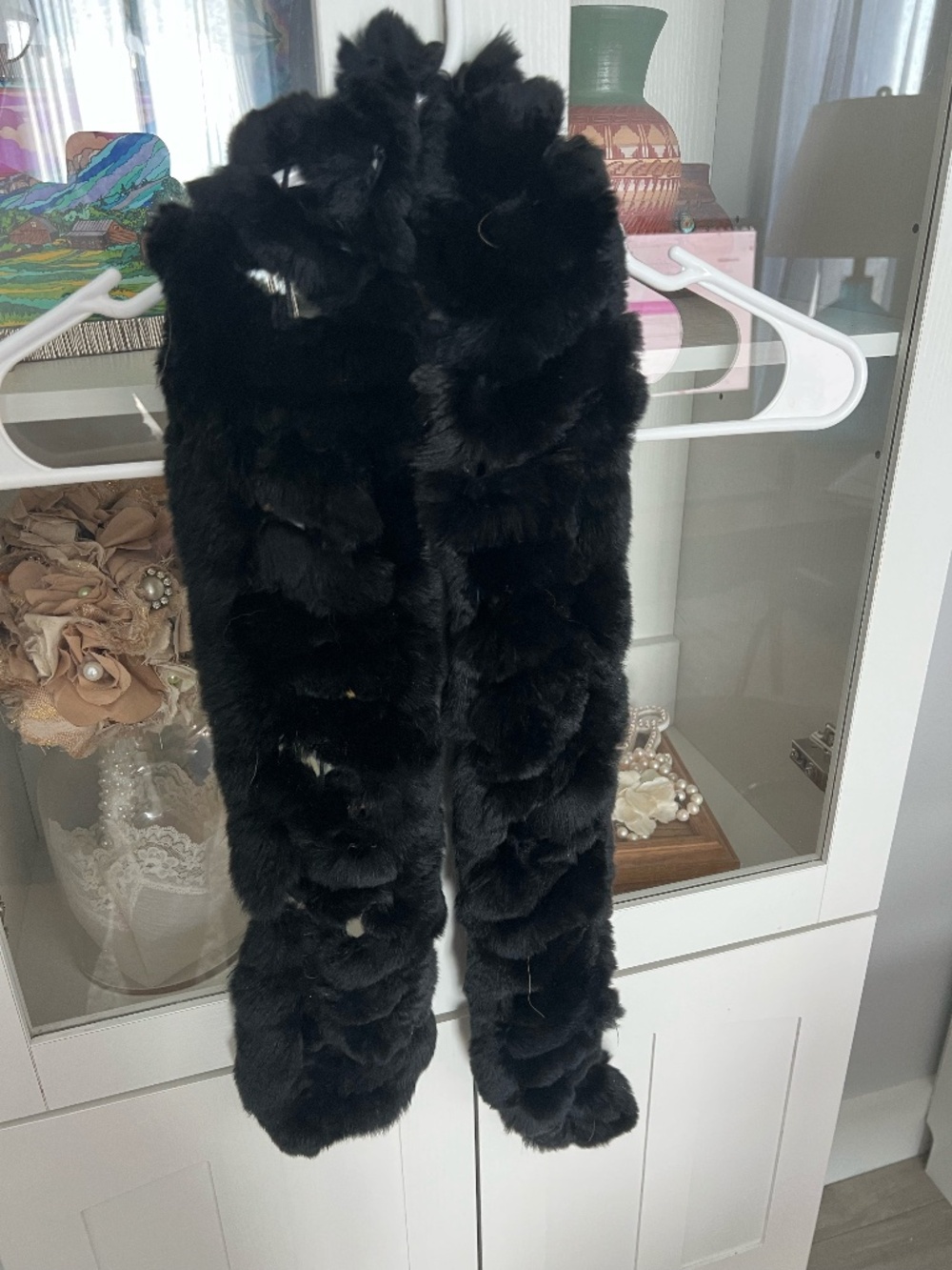 Rabbit Fur Black Scarf, SO SOFT.